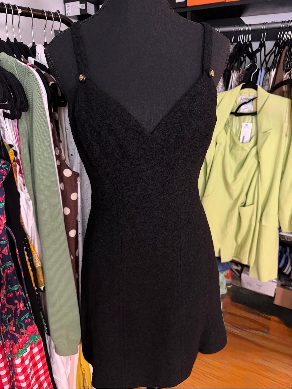 CHANEL vintage 1993 Black Tweed Mini Dress